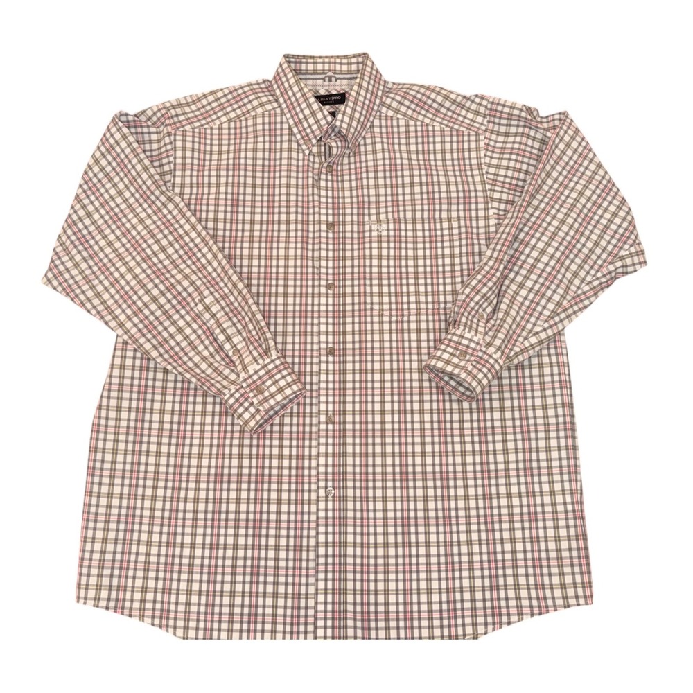 Ariat Pro Series Mens XL Plaid Long Sleeve Button Down Shirt‎ Red Gray White
